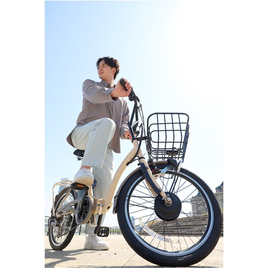 電動アシスト自転車 折りたたみ 20インチ 低床フレーム 6段変速 カゴ