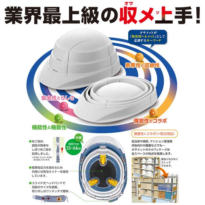 防災用 ヘルメット 折りたたみ 日本製 収納式ヘルメット オサメット オ