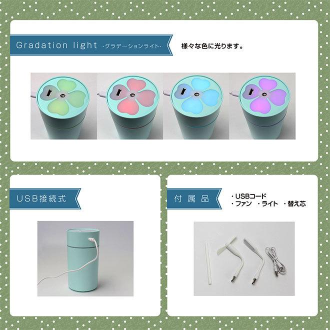 加湿器 卓上 ミニ加湿器 ファン&ライト オフィス コンパクト USB