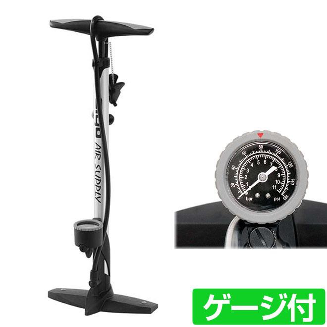 自転車 空気入れ 全品P3倍 アルミ製 ゲージ付き フロア ポンプ 英式 米式 仏式 160psi アルミフロアポンプ GF-31｜smart-factory