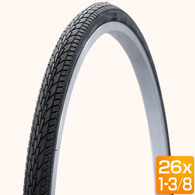 自転車 タイヤ 26インチ 26x1-3/8 黒 ブラック ママチャリ シティ