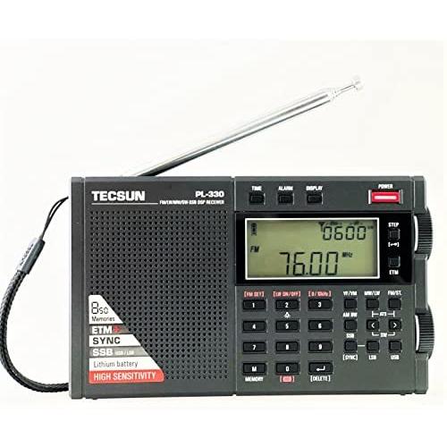 TECSUN PL330 BCL 短波ラジオ 高感度 FM/MW/LW/SW 同期検波 PSE認定済大容量充電池付属 コンパクト高性能ラジオ