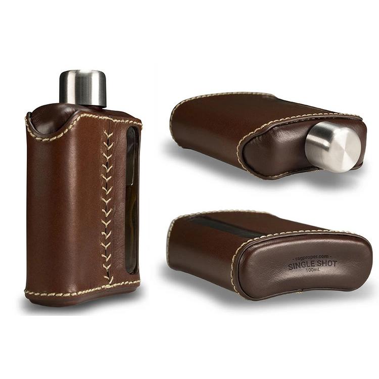 RAGPROPER モダンガラスフラスク レザーカバータイプ シングルショット