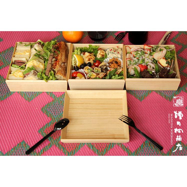 増田桐箱店 重箱（3段） 桐箱の入れ子になった3段重箱 お重 桐製