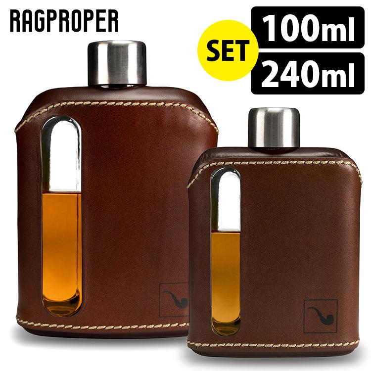 ✨新品未開封✨RAGPROPERガラスフラスク レザーカバー 100ml RAGPROPER モダンガラスフラスク レザーカバータイプ 100ml＆240ml