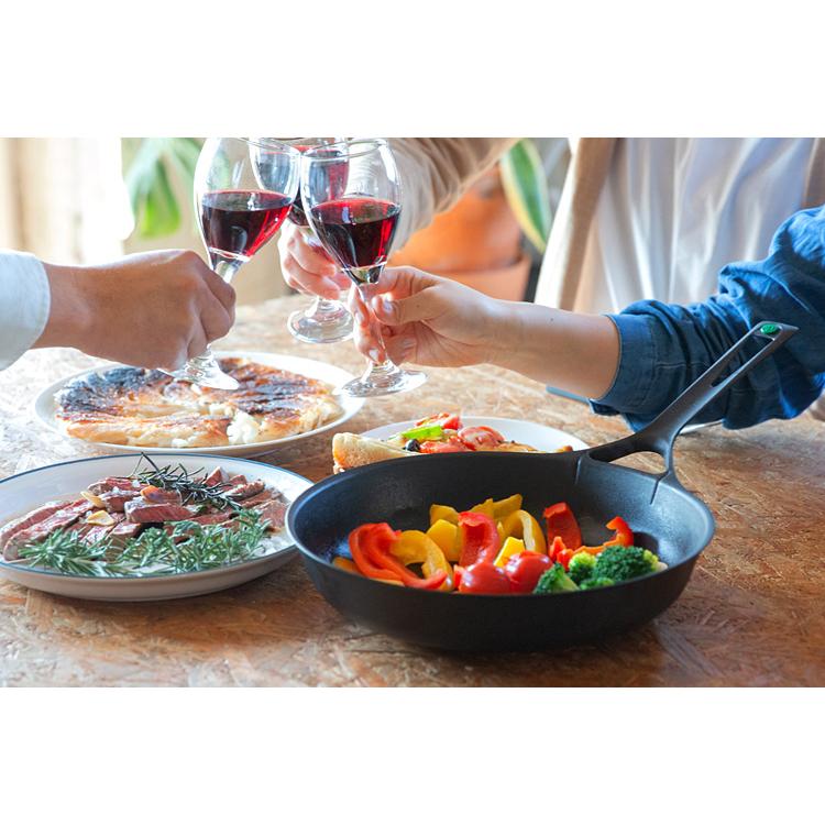 UNILLOY（ユニロイ） フライパン 内径28cm ガラス蓋セット 鋳鉄パン 直