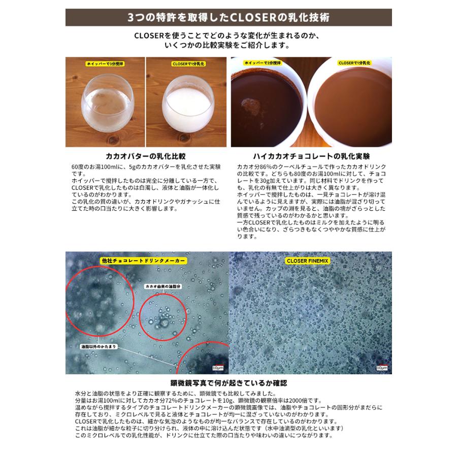 カカオ/チョコレート調理用乳化デバイス クローザー ファインミックス