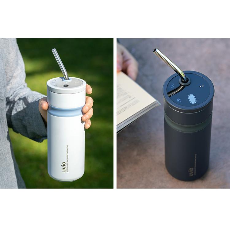 【在庫わずか】ウォーターボトル 480ml OHOM Uvio（ウビオ） ストローマグ UV除菌 真空断熱 ステンレス 水筒 ジム マイボトル 保冷 保温 正規販売店  海外×の画像
