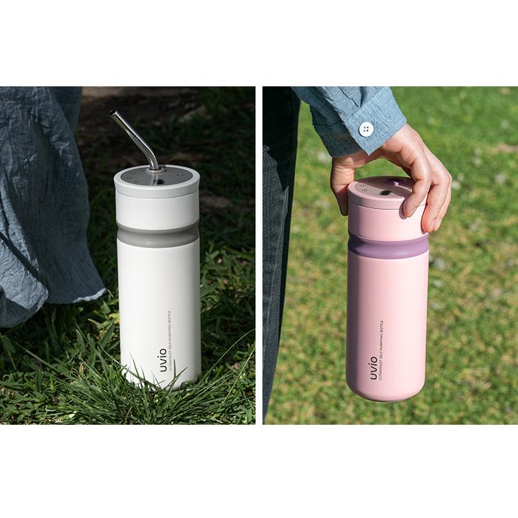 【在庫わずか】ウォーターボトル 480ml OHOM Uvio（ウビオ） ストローマグ UV除菌 真空断熱 ステンレス 水筒 ジム マイボトル 保冷 保温 正規販売店  海外×の画像