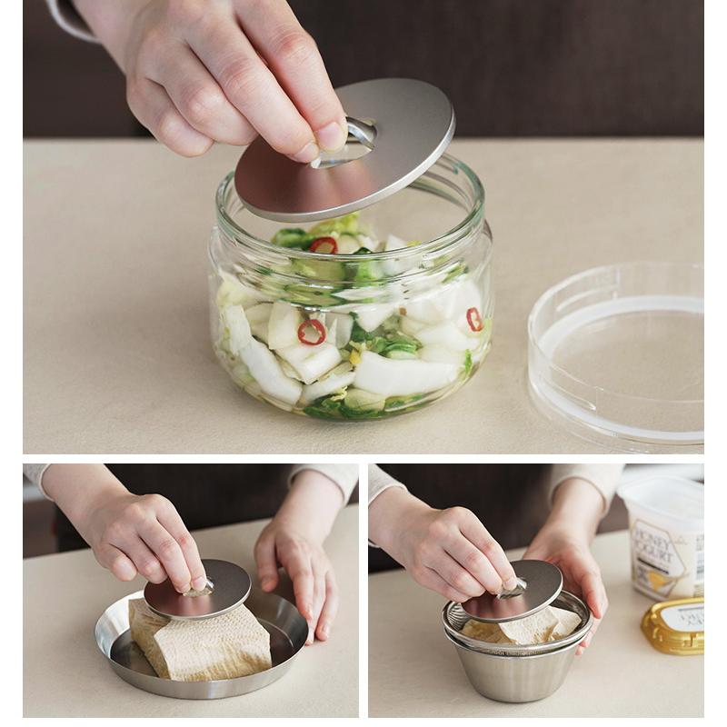 重石　炊飯　重し　漬物石　測り石　418g 家事問屋 浅漬け板 ステンレス製 漬物石 重し 水切り 漬け物 浅漬け器