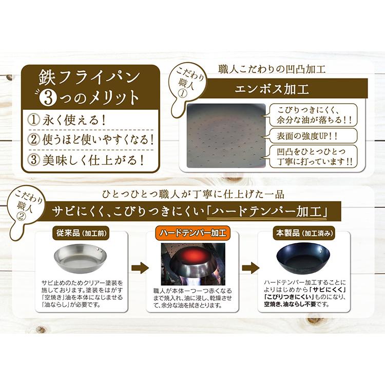 桝谷周一郎監修 職人手作り鉄フライパン 20cm ガス・IH対応 鉄製 鉄