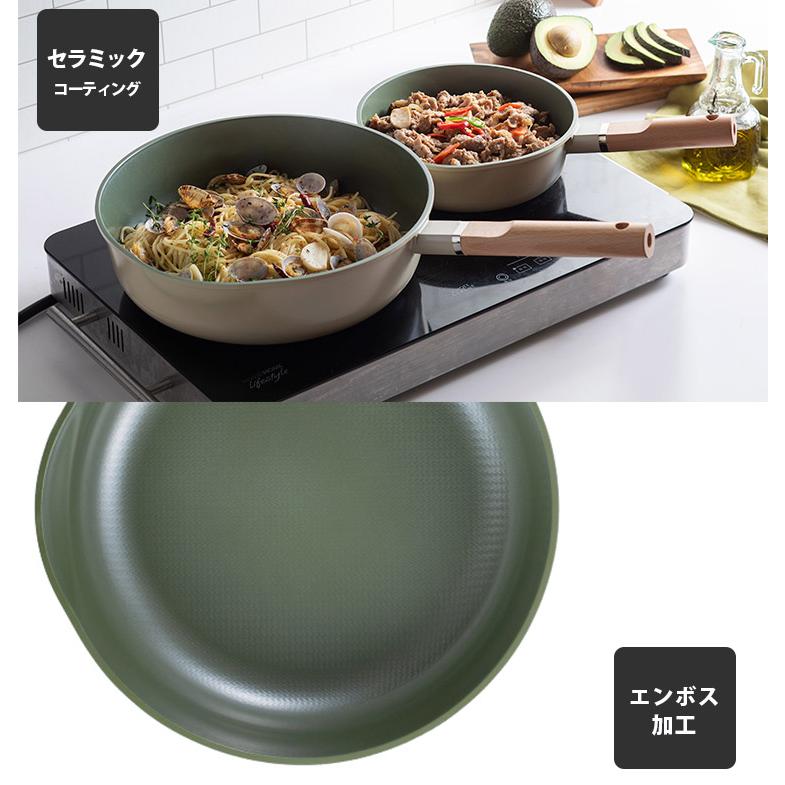 特典付 ROICHEN セラミックコーティングフライパン 28cm 深型 注ぎ口