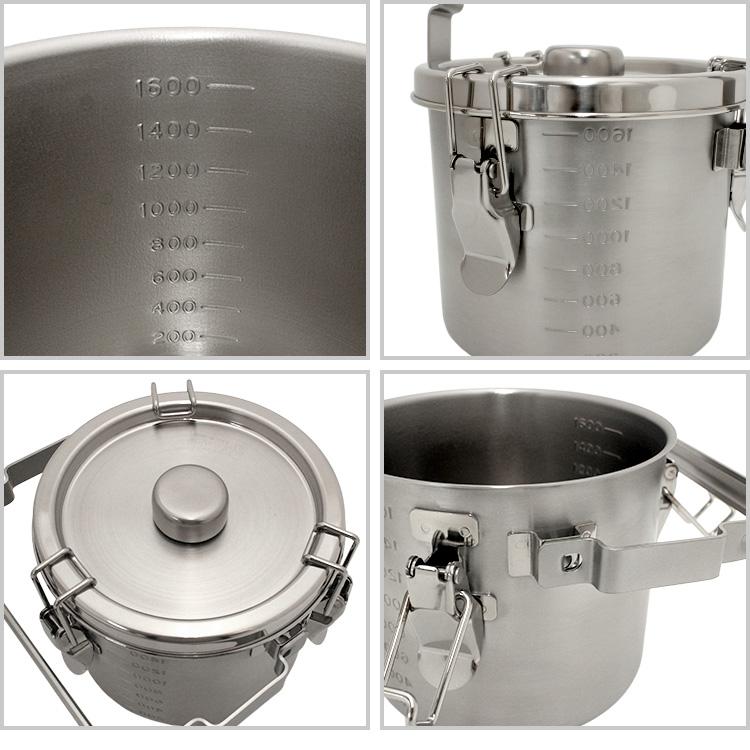 仔犬印 IH対応 丸給食缶ミニ 1.8L （ガス対応 IH使用可 アウトドア