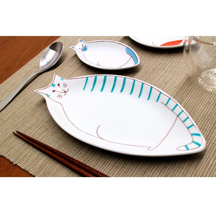 ハレクタニ ネコ皿 27cm 1枚単品 九谷焼 （中皿 プレート おかず皿