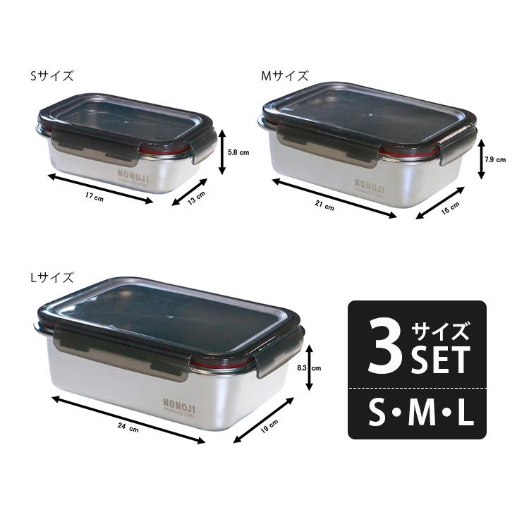 ののじ マジックコンテナ S・M・L 3サイズセット （ステンレス 電子