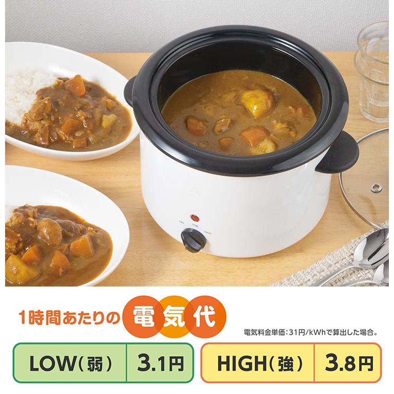 電気煮込み鍋 スロークッカー 3.0L （LITHON ホーロー鍋 電気調理器