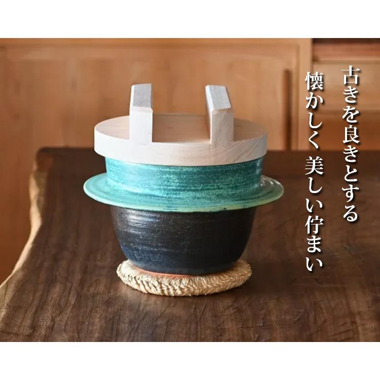 木蓋付 ごはん炊き専用羽釜土鍋 5合炊 （炊飯鍋 土鍋 陶器 ごはん釜