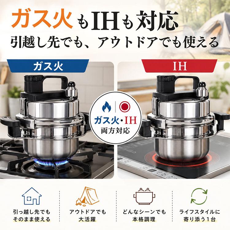 ジャストクッカー 小型圧力鍋 1.1L（圧力鍋 小さい圧力鍋 ミニ圧力鍋