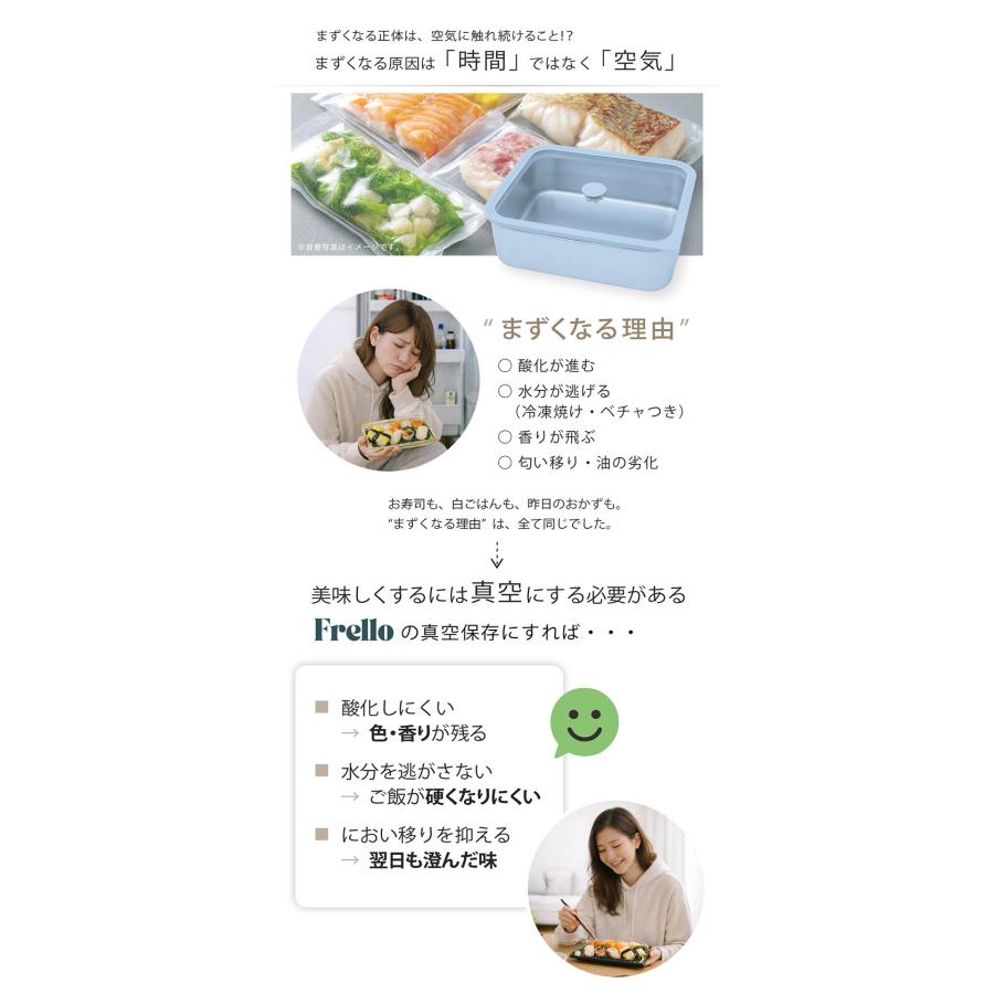 予約）抗菌ステンレス製 真空保存容器 Frello Lサイズ＋真空棒セット