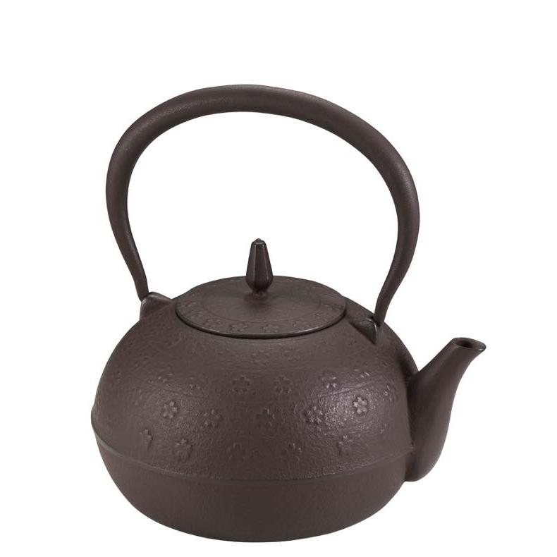 南部鉄瓶 梔子（くちなし）さくら文様 茶 1.2L IH対応 南部鉄器