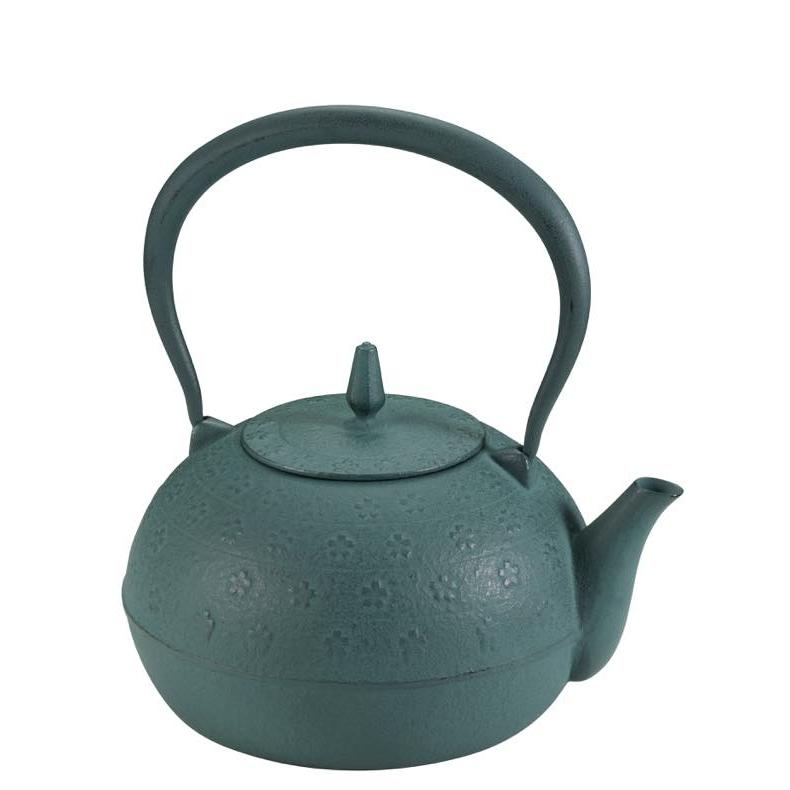 南部鉄瓶 梔子（くちなし）さくら文様 青竹 1.2L IH対応 南部鉄器