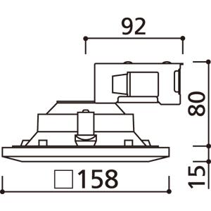 ダウンライト 角型□125mm LED内蔵 100W相当 電球色 暖かみのあるオレンジ色の光 調光 R15クラス2 和風の画像