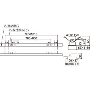 ダウンライト埋込穴寸法□1155×50mm LED内蔵 電球色〜昼光色 色の変化を楽しむ 調光 調色 Bluetooth対応 連結端部用 下面パネル型