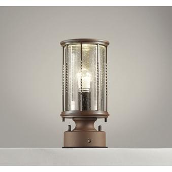 エクステリア 照明 おしゃれ 鉄錆 電球色 門柱灯 据置取付可能 LED電球 40W相当 防雨型 明暗センサー ガラス OG042152LR