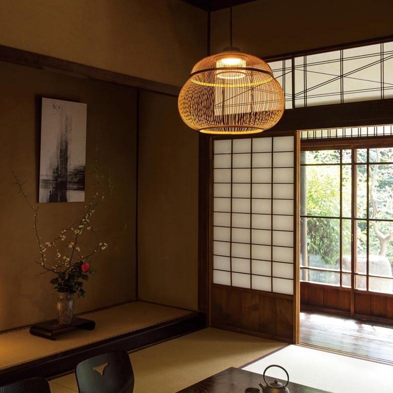 ペンダントライト照明器具 LED ダイニング照明  天井 吊り下げ 和風 調光・調色 LED電球 100W相当 Bluetooth  竹の画像