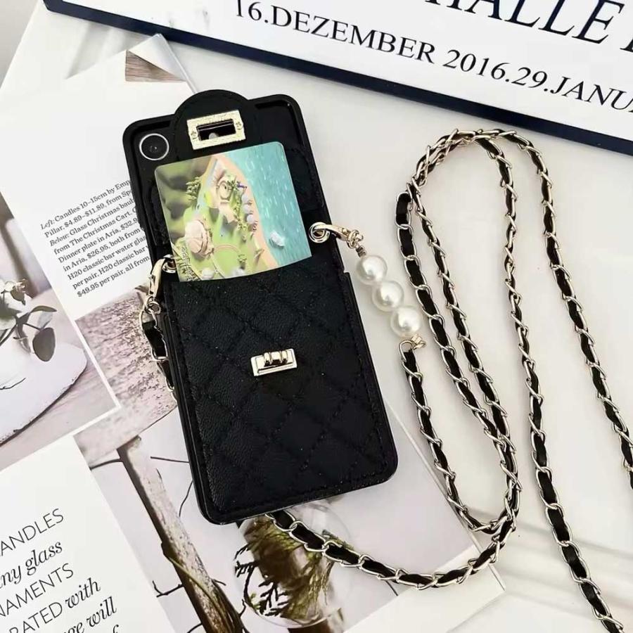 ギャラクシー Galaxy Z Flip7 / Flip6 パール ショルダー キルティング