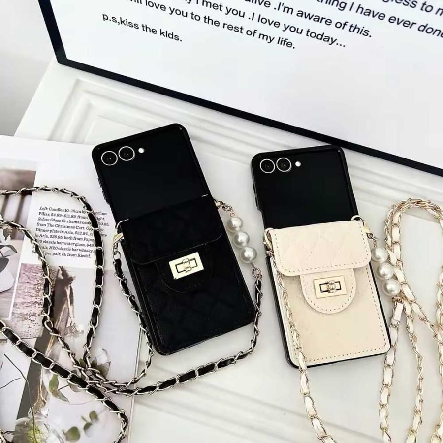 ギャラクシー Galaxy Z Flip7 / Flip6 パール ショルダー キルティング