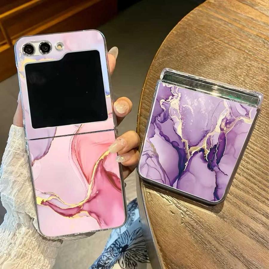 スマホ置き ピンク大理石　レア　おすすめ　かわいい　インテリア ギャラクシー Galaxy Z Flip7 / Flip6 マーブル 大理石模様 スリム