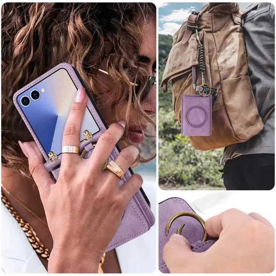 ギャラクシー Galaxy Z Flip7 / Flip6 ショルダー 首掛け PUレザー