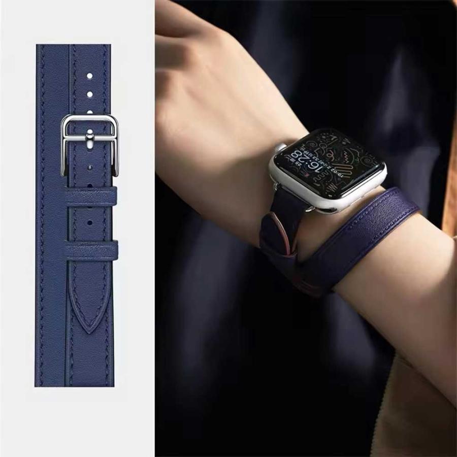 アップルウォッチ ベルト 2重巻き レザー バンド 全7色 Apple Watch 38