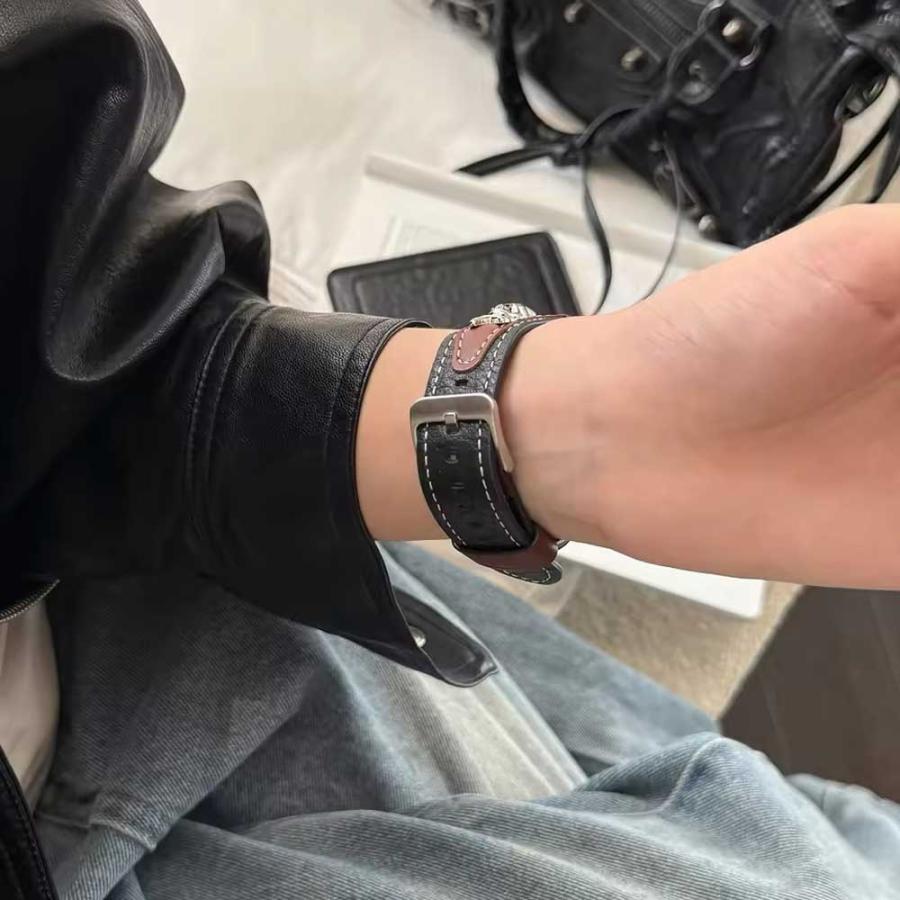 アップルウォッチ ベルト レトロ スカル レザー 全5色 Apple Watch 38