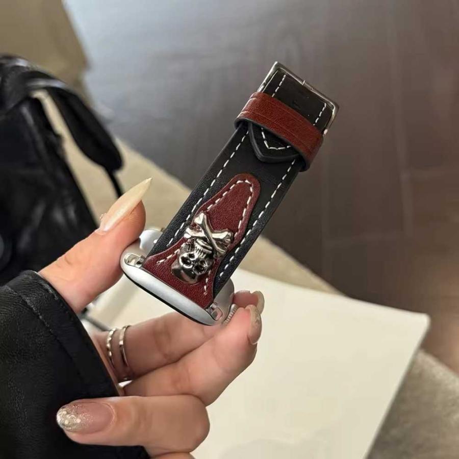 アップルウォッチ ベルト レトロ スカル レザー 全5色 Apple Watch 38