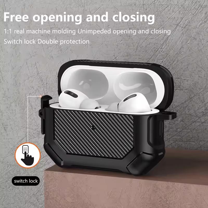 AirPods 3 / 2 1 Pro カーボン デザイン カラビナ付き ワイヤレス充電