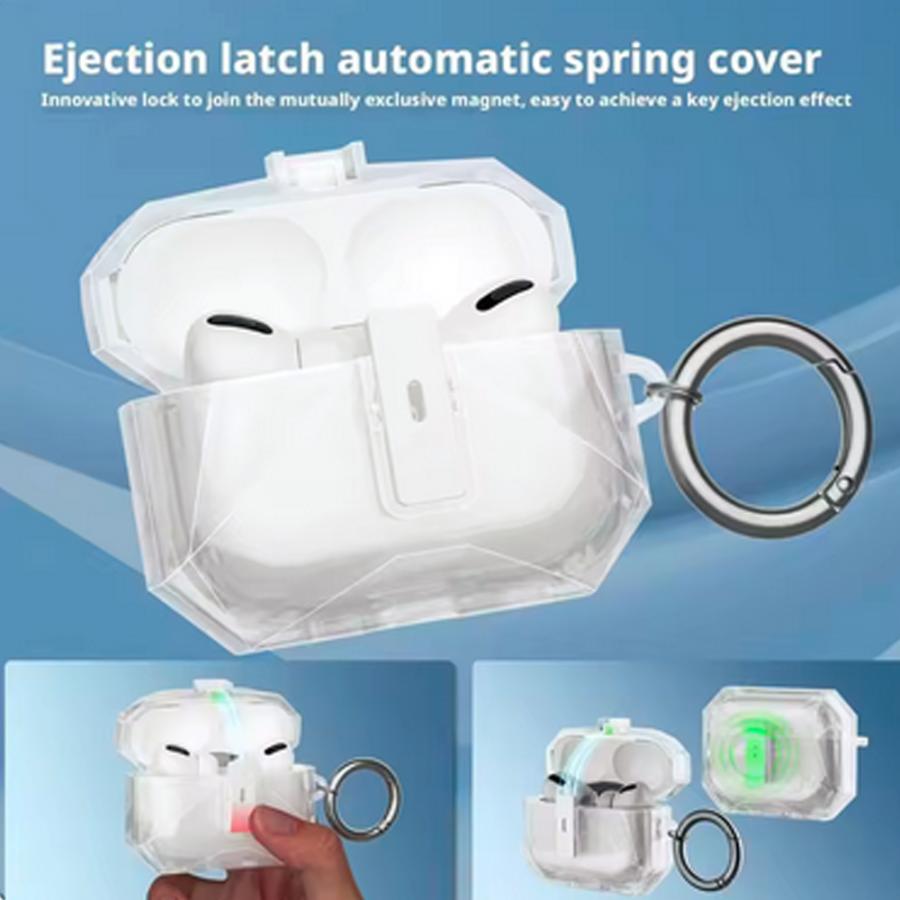 AirPods Pro3 ケース クリア 半透明 キーホルダー 全面保護 耐衝撃