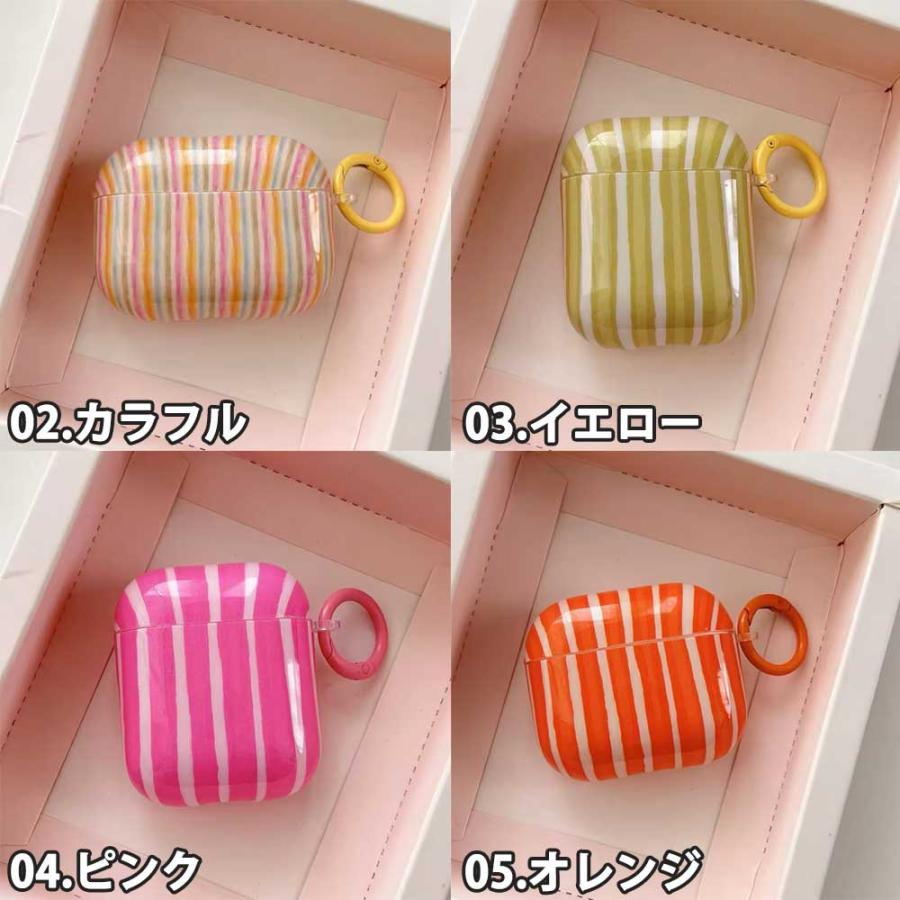 AirPods 4 / 3 2 1 Pro PC ストライプ ケース 耐衝撃 防塵