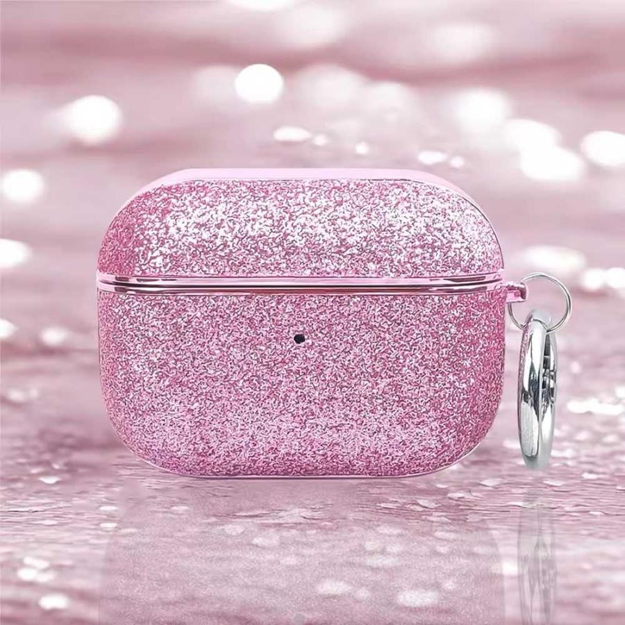 AirPods Proケース ピンク ラメ イヤホンケース シリコン素材 AirPods 4 / 3 2 1 Pro グリッター ケース 耐衝撃 防塵 エアーポッズ