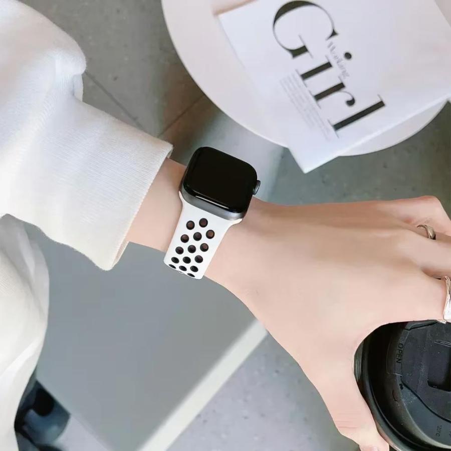 【色:ソフト・ホワイト】Apple Watch バンド 40mm シリコン素材 アップルウォッチ ベルト シリコン バンド 全19色 Apple Watch