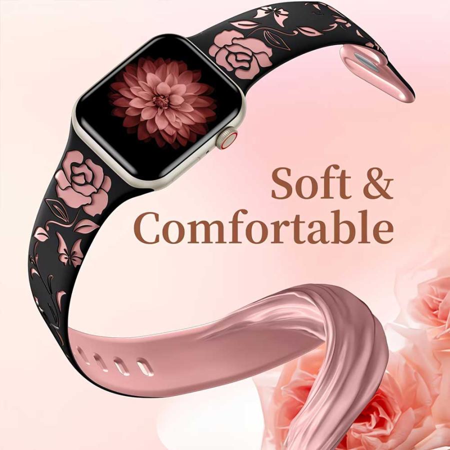 アップルウォッチ ベルト シリコン 花柄 バンド 全6色 Apple Watch 38 