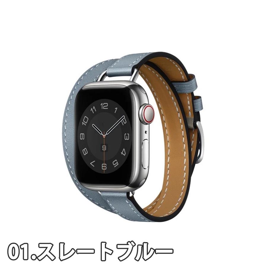 即納 Apple Watch アップルウォッチ シルバーバックル 2重巻き 全4色