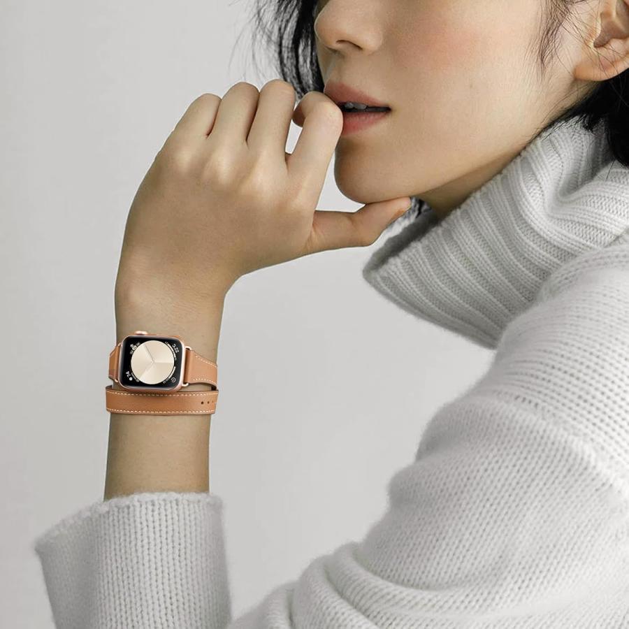 即納 アップルウォッチ 2重巻き スリム レザー 全9色 Apple Watch 38