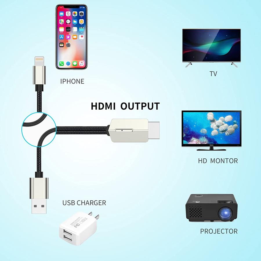 iPhone iPad 対応 充電しながら 画面をテレビに映す HDMI 変換