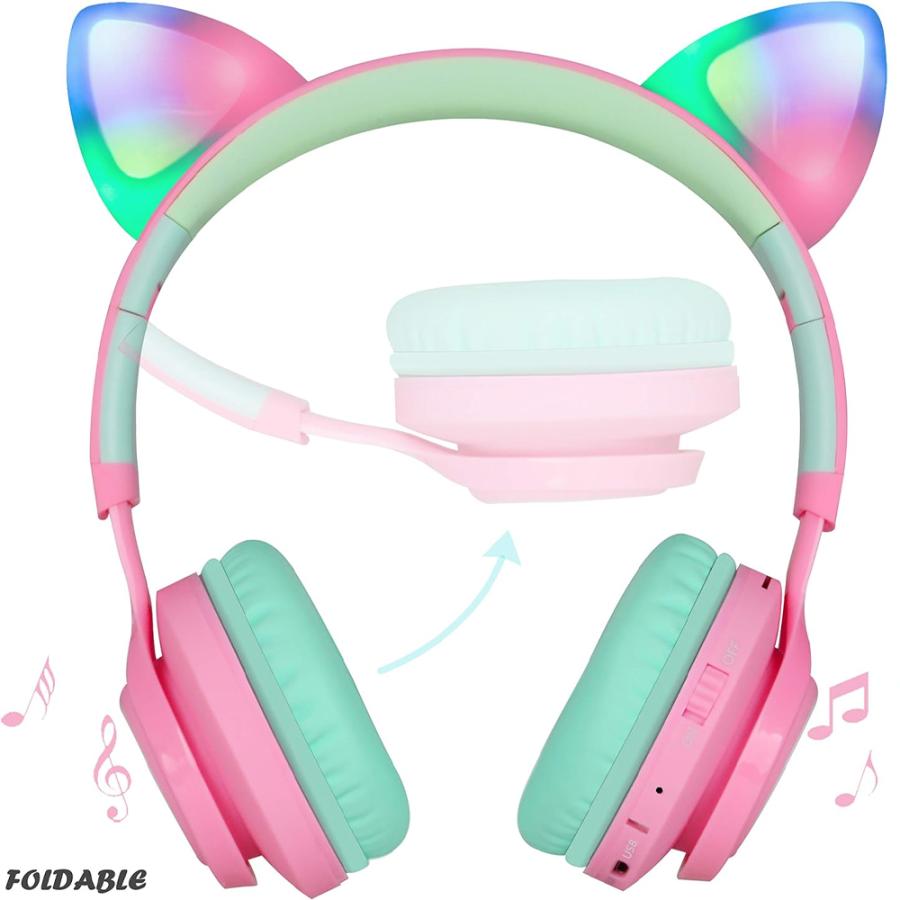 ヘッドフォン ヘッドホン ヘッドセット キッズ 子供用 全2色 ネコ耳
