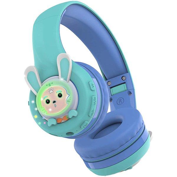 ヘッドフォン ヘッドホン ヘッドセット キッズ 子供用 ブルー/グリーン