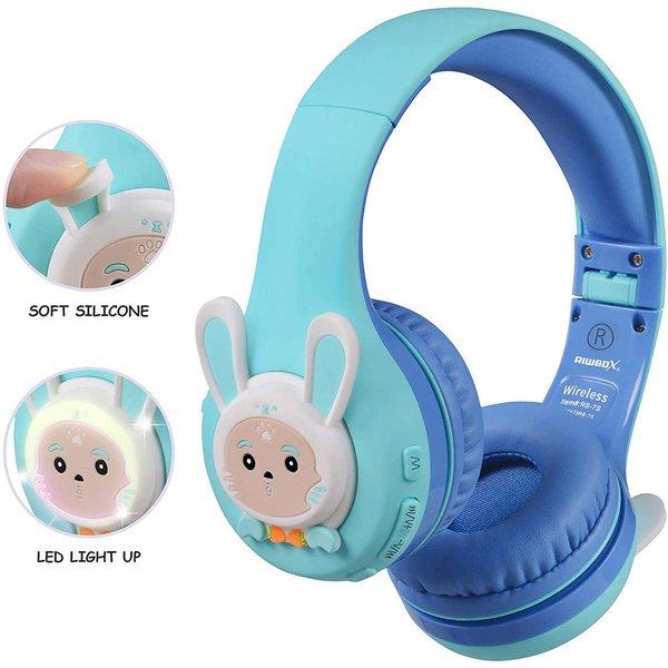 ヘッドフォン ヘッドホン ヘッドセット キッズ 子供用 ブルー/グリーン