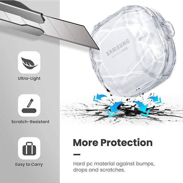 Galaxy Buds Pro/Buds Live 対応 ケース シルバー カラビナ付