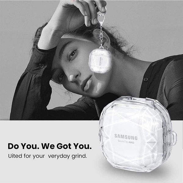 Galaxy Buds Pro/Buds Live 対応 ケース シルバー カラビナ付